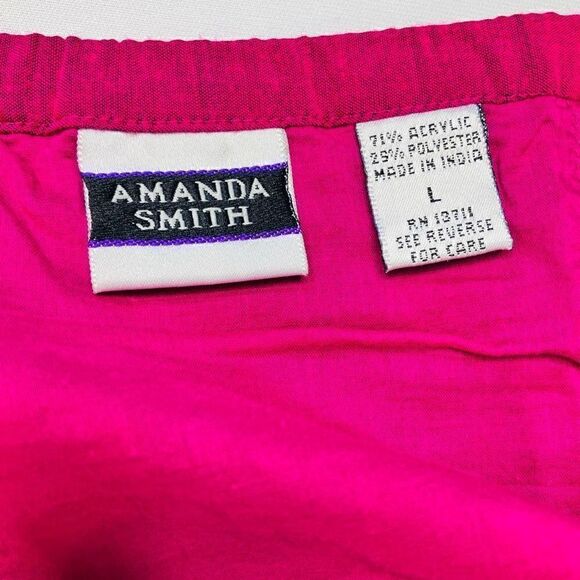 Amanda Smith Womens Midi Skirt Straight Cut Embraided Hem Hot Pink Large - Picture 6 of 9